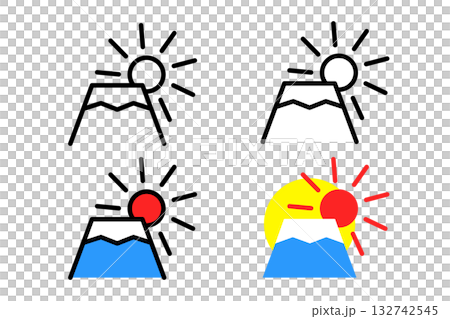 A set of icons inspired by the first sunrise of the year, with various color schemes 132742545