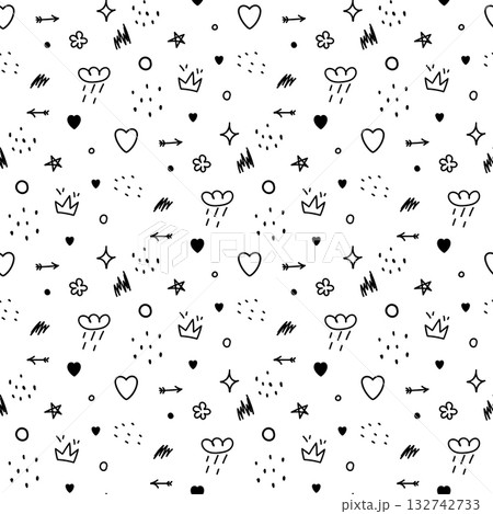 black and white doodle pattern black and white doodle pattern 132742733