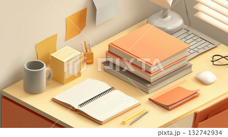 語学学習のためのノートと単語カードが並ぶ机 語学学習のためのノートと単語カードが並ぶ机 132742934