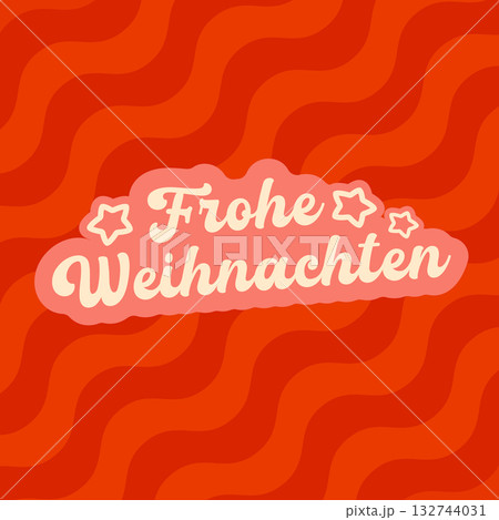 Frohe weihnachten Merry Christmas in German quote red square banner vector design, creative holiday typography, modern festive graphic for cards, invitations, social media banners, and decorations. 132744031