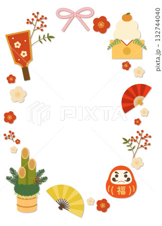 お正月の背景〈ハガキ〉　D 132744040