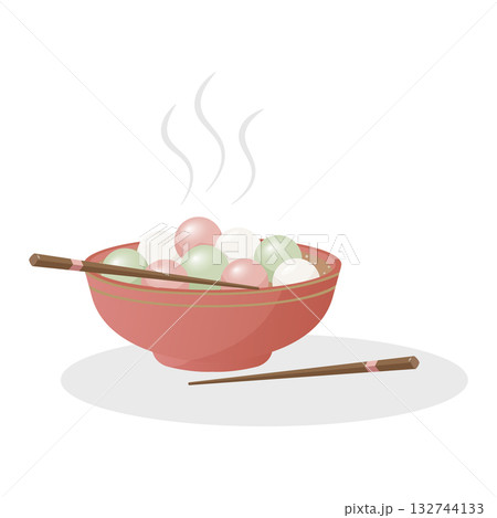 Traditional Dongzhi celebration element. Tangyuan chinese icons. Asian vector illustration for greeting card, invitation, menu template 132744133