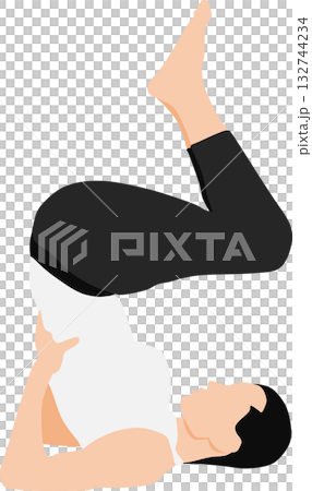 ダイエットする女性のイラスト(ストレッチ) 132744234