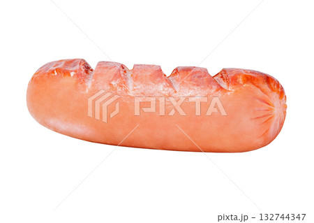 grilled sausage one, isolated on white background with clipping path 132744347