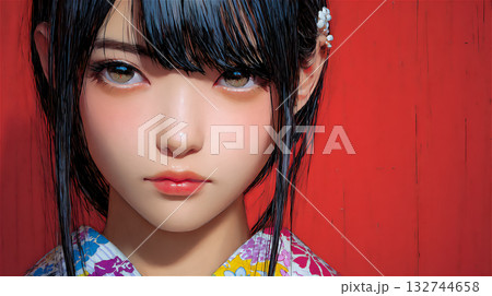 和服を着た女性のポートレート 和服を着た女性のポートレート 132744658