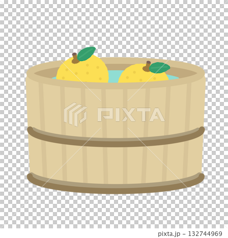 Yuzu bath tub bath illustration Yuzu bath tub bath illustration 132744969