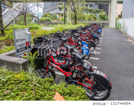 シェアサイクルのサイクルポート(東京都中央区) シェアサイクルのサイクルポート(東京都中央区) 132744994
