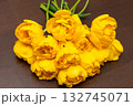 beautiful yellow tulips, big bouquet 132745071