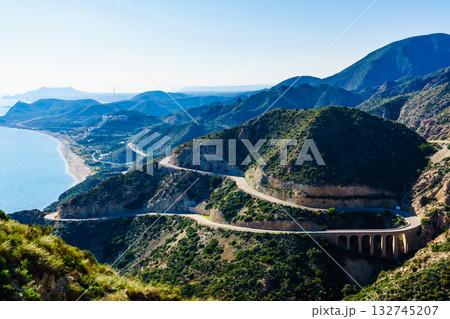 Road and viaduct from Granatilla viewpoint, Spain Road and viaduct from Granatilla viewpoint, Spain 132745207