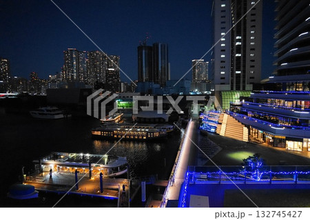 ライトアップとイルミネーションが輝くベイエリア　11月港区2013夜景：ウォーターズ竹芝 132745427
