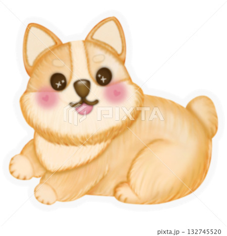 Sticker Kawaii playful Corgi and Shiba Inu dogs in various poses, Dog equipment Hand drawn colored illustration set. Sticker Kawaii playful Corgi and Shiba Inu dogs in various poses, Dog equipment Hand drawn colored illustration set. 132745520