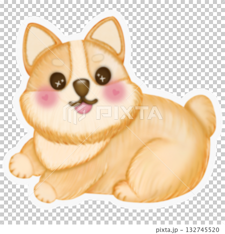 Sticker Kawaii playful Corgi and Shiba Inu dogs in various poses, Dog equipment Hand drawn colored illustration set. Sticker Kawaii playful Corgi and Shiba Inu dogs in various poses, Dog equipment Hand drawn colored illustration set. 132745520