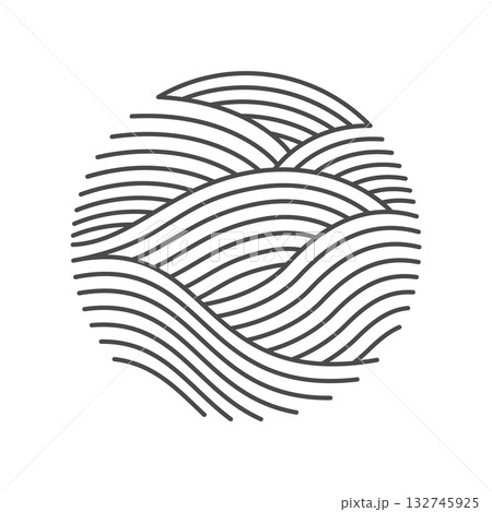 Oriental waves icon japan. Stylized ocean wave curl, japan style tsunami, sea swirl graphic. Oceanic water asian decorative ornamental splashes element. Sea wave line art vector illustration Oriental waves icon japan. Stylized ocean wave curl, japan style tsunami, sea swirl graphic. Oceanic water asian decorative ornamental splashes element. Sea wave line art vector illustration 132745925