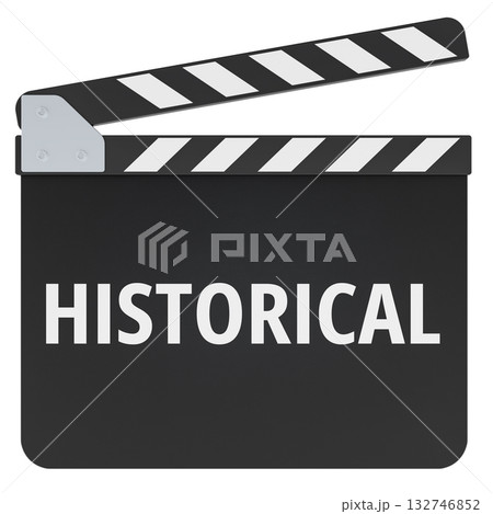 Historical film concept with movie clapperboard. 3D rendering 132746852