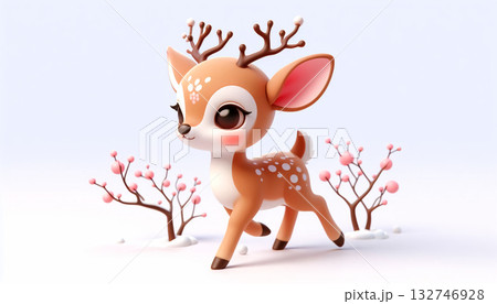 Funny 3D adorable deer cartoon Funny 3D adorable deer cartoon 132746928