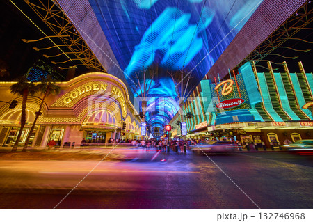 Fremont Street Experience Neon Lights and Crowds Las Vegas Nightlife Fremont Street Experience Neon Lights and Crowds Las Vegas Nightlife 132746968