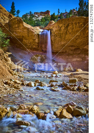 Waterfall and Rocky Stream at Mossy Cave Trail Bryce Canyon National Park Waterfall and Rocky Stream at Mossy Cave Trail Bryce Canyon National Park 132747098