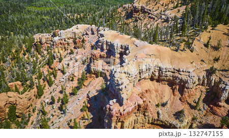 Aerial Blowhard Mountain Red Rock Formations and Pine Forest Dixie National Forest 132747155