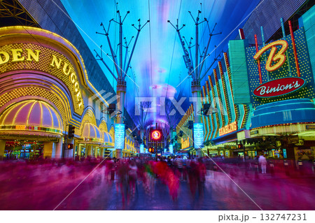 Fremont Street Experience Neon Lights Casinos and Nightlife Crowd in Las Vegas Nevada Fremont Street Experience Neon Lights Casinos and Nightlife Crowd in Las Vegas Nevada 132747231