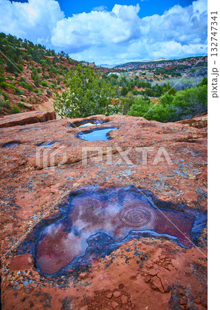 Red Sandstone Pools and Reflections Desert Landscape Kanab Utah 132747341