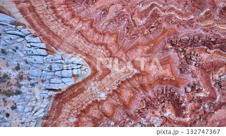 Aerial Sandstone Formations and Erosion Patterns Southwest Desert Top Down Aerial Sandstone Formations and Erosion Patterns Southwest Desert Top Down 132747367