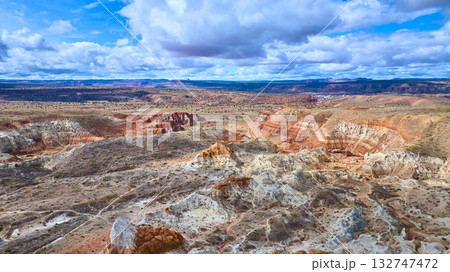 Aerial Painted Desert Striated Rock Formations Kanab Utah 132747472