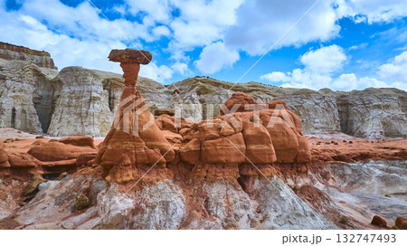 Aerial Desert Hoodoo and Striated Cliffs Paria Rimrocks Utah 132747493