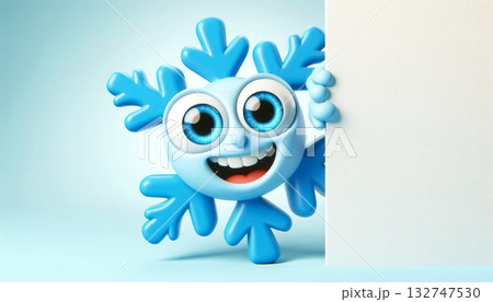 Adorable 3D snowflake cartoon. Christmas time 132747530