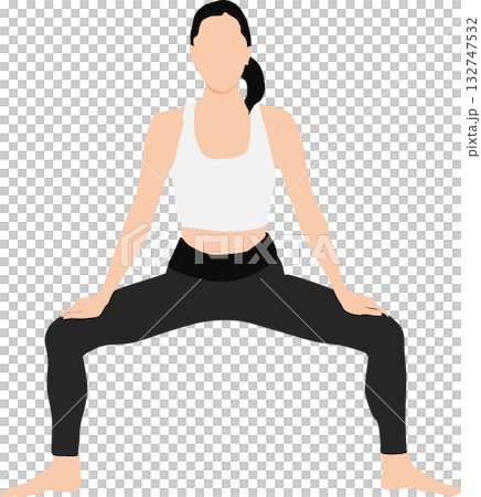 Illustration of a woman on a diet (stretching) 132747532