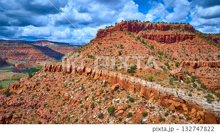 Aerial Red Sandstone Mesa and Desert Wilderness Kanab Utah 132747822