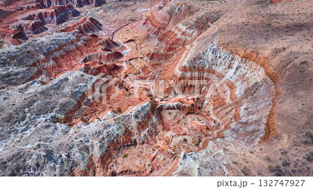 Aerial Canyon Landscape with Red Rock Layers and Hoodoos Utah Desert Aerial Canyon Landscape with Red Rock Layers and Hoodoos Utah Desert 132747927