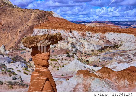 Hoodoo Rock Formation in Colorful Desert Landscape Kanab Toadstool Hoodoos Utah Hoodoo Rock Formation in Colorful Desert Landscape Kanab Toadstool Hoodoos Utah 132748174