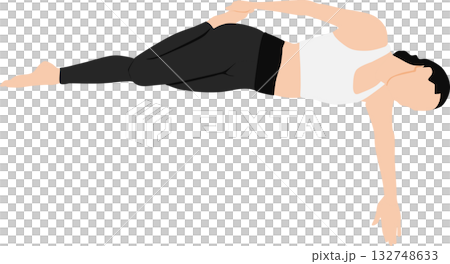 ダイエットする女性のイラスト(ストレッチ) 132748633