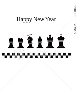 チェス駒の年賀状テンプレート　賀詞あり 132748680