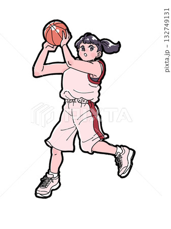 バスケットボールでリバウンドをする女の子のイラスト 132749131