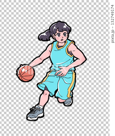 一幅女孩運球的插圖 132749174