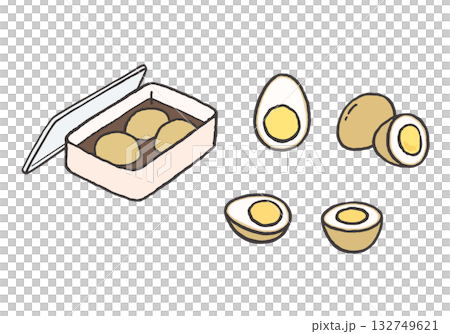 Hand-drawn illustration of a seasoned boiled egg Hand-drawn illustration of a seasoned boiled egg 132749621