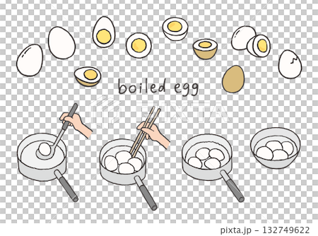 Boiled egg hand drawn illustration set Boiled egg hand drawn illustration set 132749622