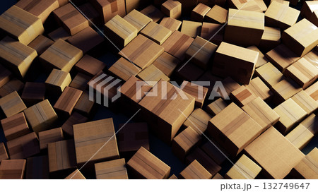 Tangled Timber: A Play of Light on Stacked and Scattered Wooden Boxes 132749647