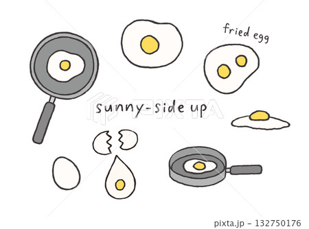 目玉焼きの手描きイラスト 132750176