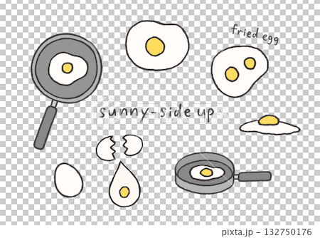 Fried egg hand drawn illustration 132750176