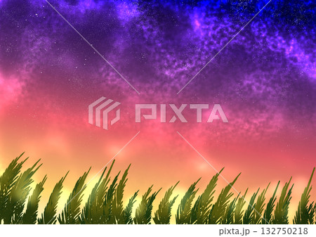 秋の野原とすすきのイラスト 132750218