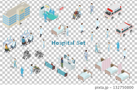 等距插圖：醫院場景 132750800