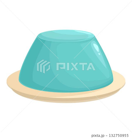 Vibrant blue gelatin dessert on plate illustration Vibrant blue gelatin dessert on plate illustration 132750955