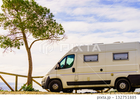 Camper van on seaside cliff, Spain Camper van on seaside cliff, Spain 132751885