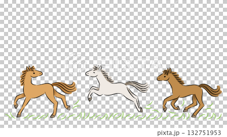 草原を走る馬のフレーム 132751953