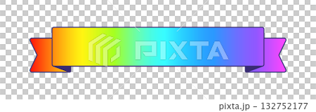 Simple and pop rainbow colored ribbon with copy space - design element for frames, banners, and decorations 132752177