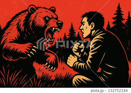クマと格闘 132752184