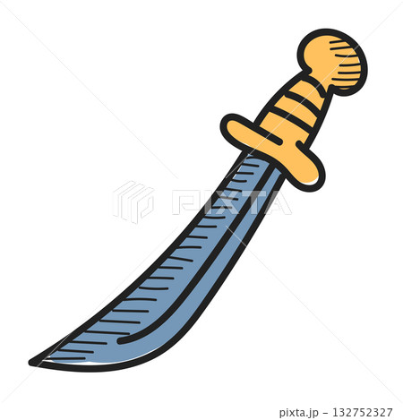 Pirate cutlass doodle icon vector isolated Pirate cutlass doodle icon vector isolated 132752327