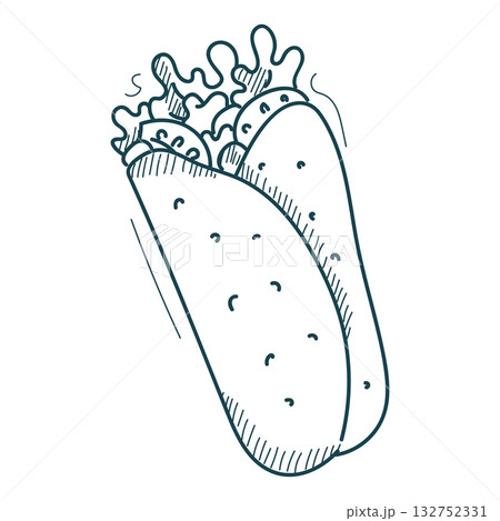 Shawarma doodle icon vector isolated 132752331
